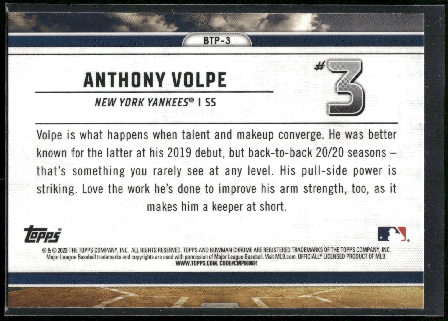 2023 Bowman #BTP-3 Anthony Volpe Bowman Scouts Top 100