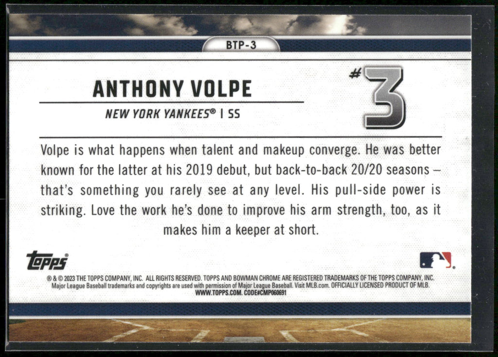 2023 Bowman #BTP-3 Anthony Volpe Bowman Scouts Top 100