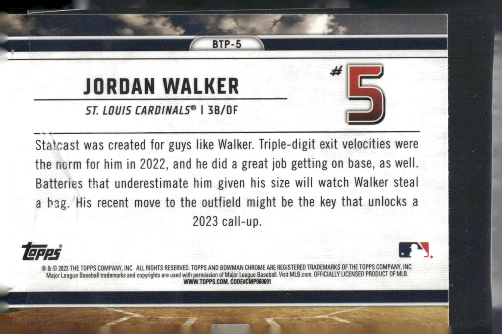 2023 Bowman #BTP-5 Jordan Walker Bowman Scouts Top 100
