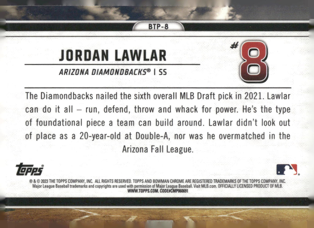 2023 Bowman #BTP-8 Jordan Lawlar Bowman Scouts Top 100