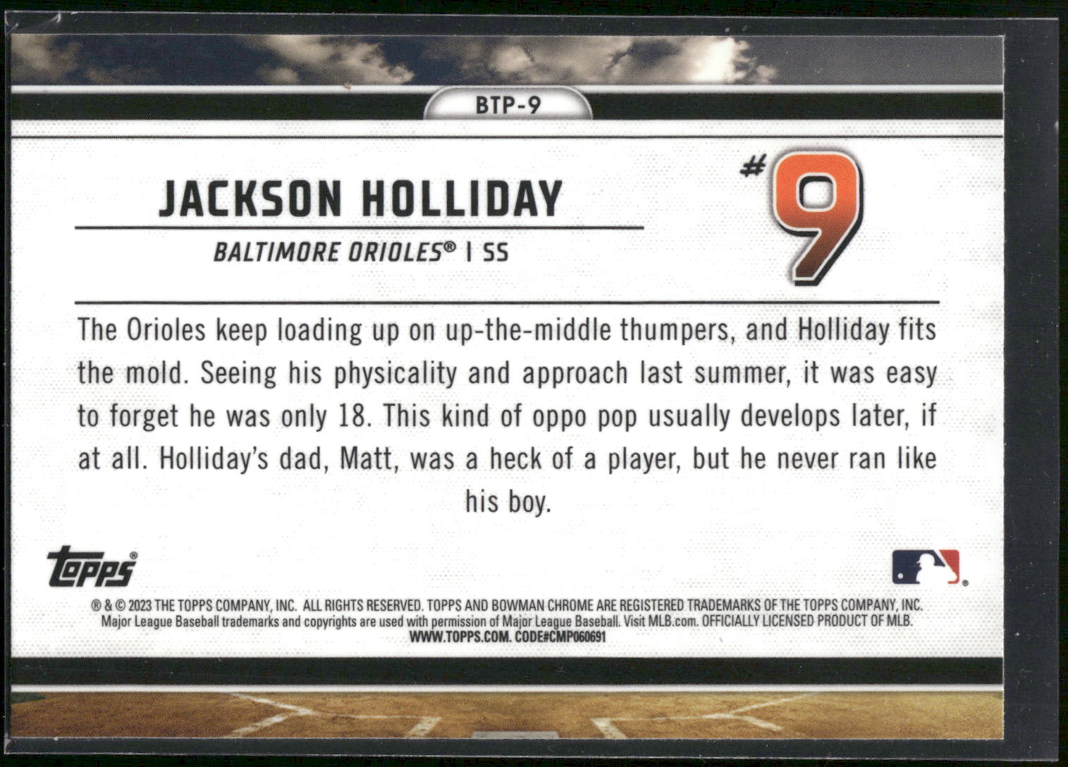 2023 Bowman #BTP-9 Jackson Holliday Bowman Scouts Top 100