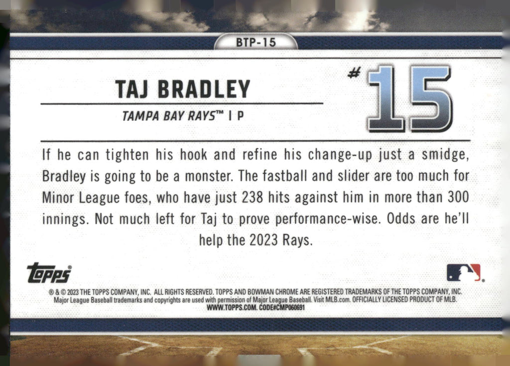 2023 Bowman #BTP-15 Taj Bradley Bowman Scouts Top 100