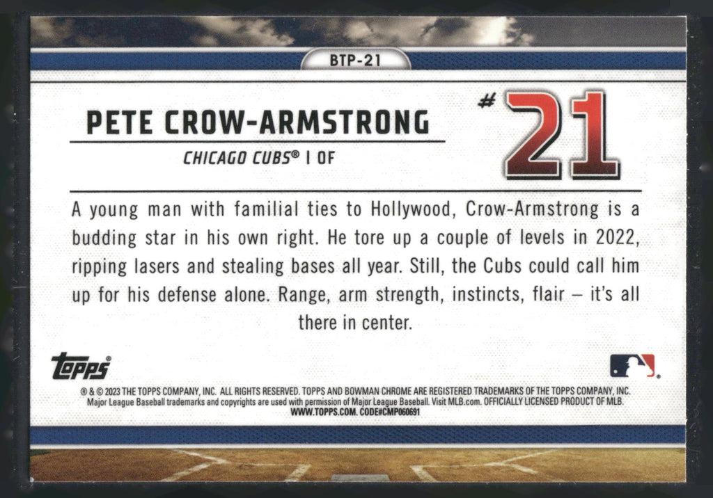 2023 Bowman #BTP-21 Pete Crow-Armstrong Bowman Scouts Top 100