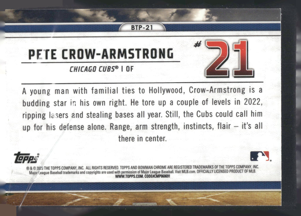 2023 Bowman #BTP-21 Pete Crow-Armstrong Bowman Scouts Top 100