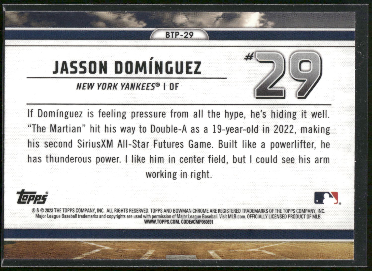 2023 Bowman #BTP-29 Jasson Dominguez Bowman Scouts Top 100