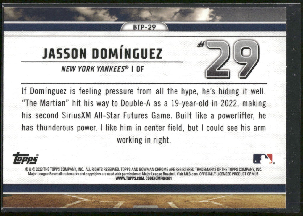 2023 Bowman #BTP-29 Jasson Dominguez Bowman Scouts Top 100