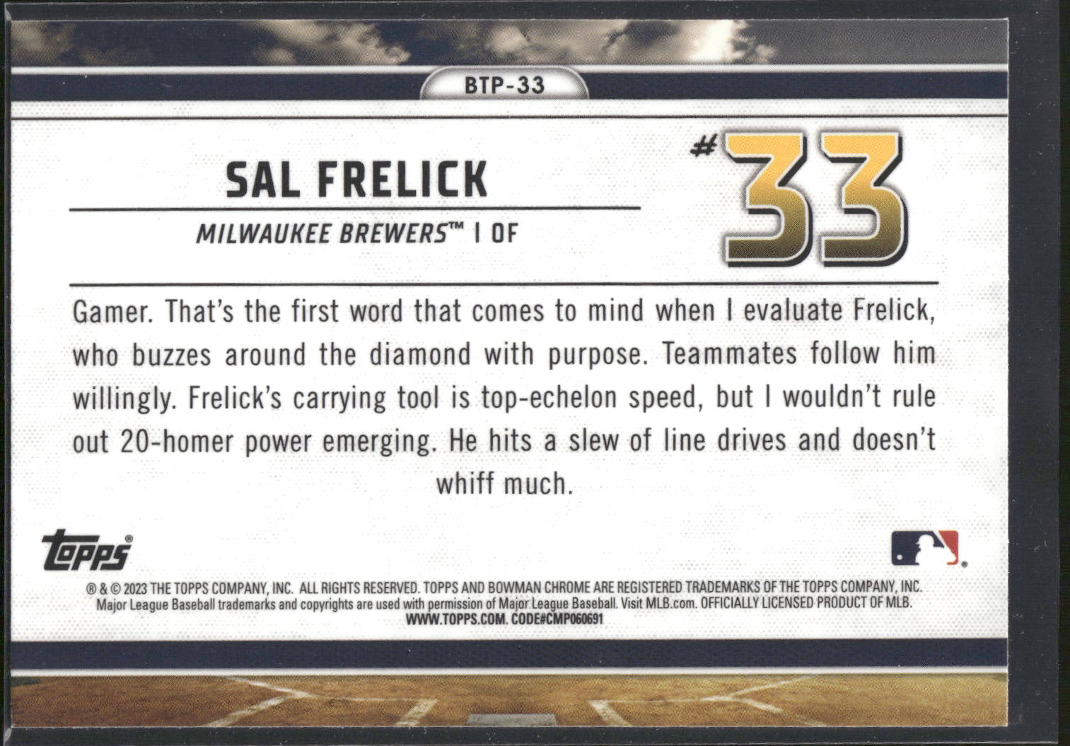 2023 Bowman #BTP-33 Sal Frelick Bowman Scouts Top 100
