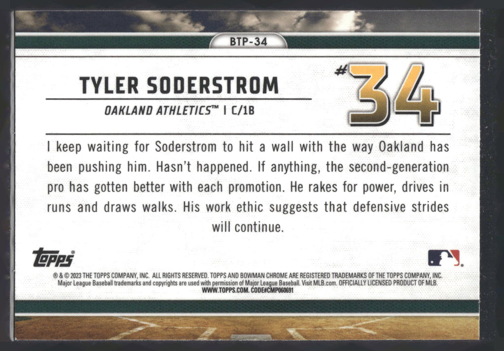 2023 Bowman #BTP-34 Tyler Soderstrom Bowman Scouts Top 100