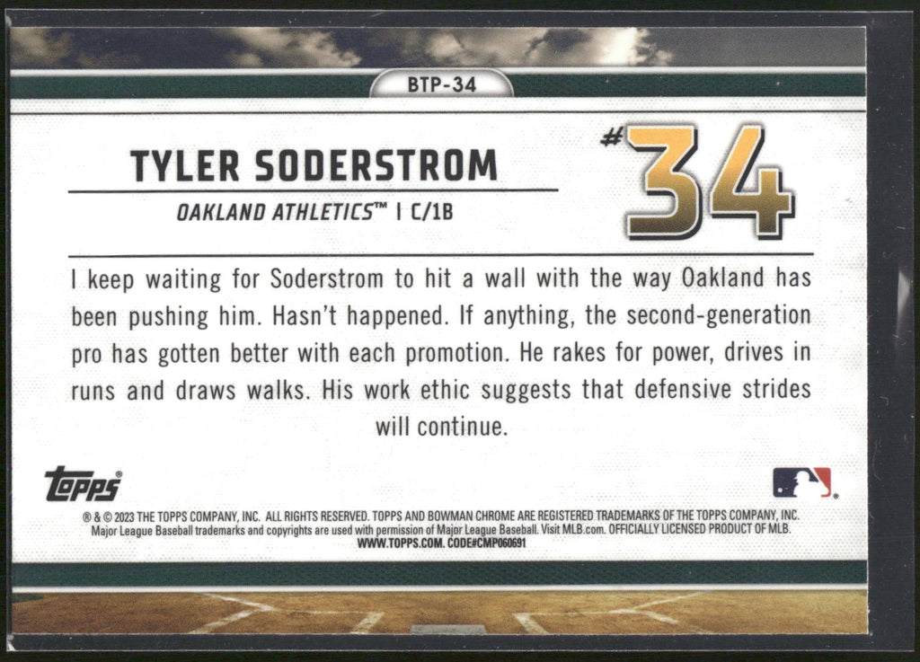 2023 Bowman #BTP-34 Tyler Soderstrom Bowman Scouts Top 100