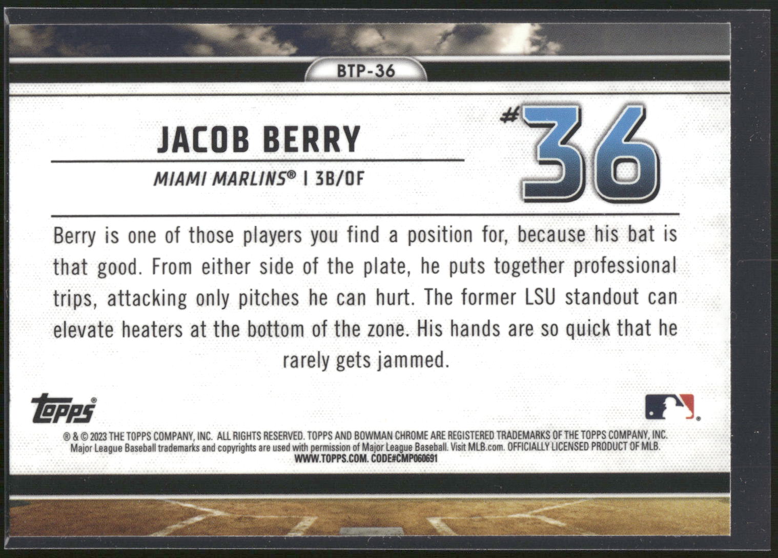 2023 Bowman #BTP-36 Jacob Berry Bowman Scouts Top 100