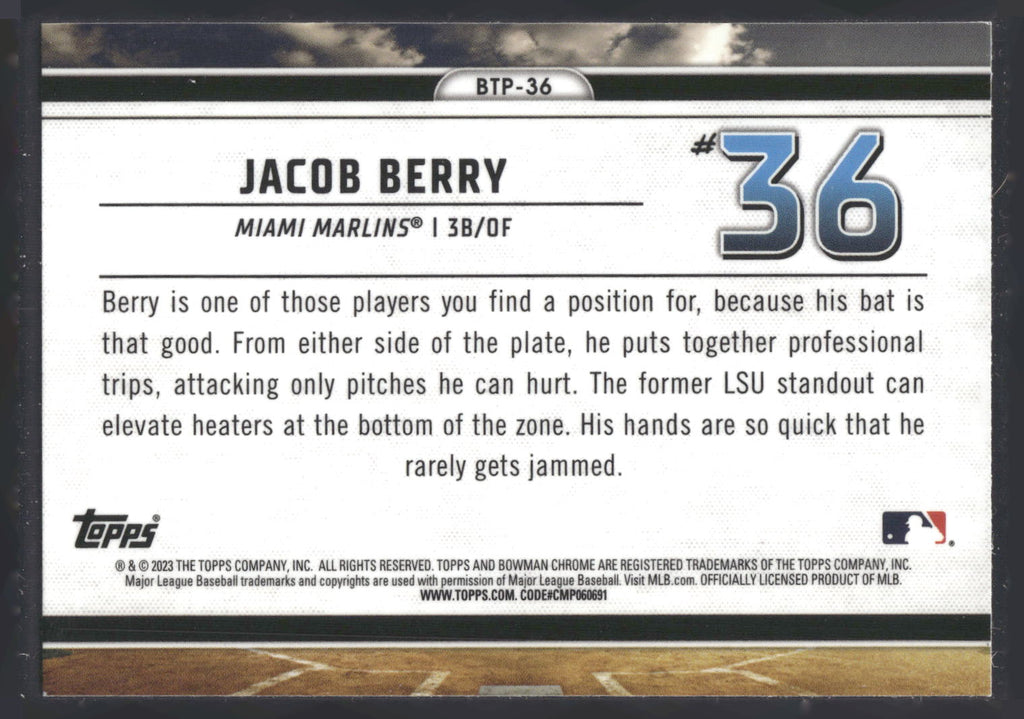 2023 Bowman #BTP-36 Jacob Berry Bowman Scouts Top 100