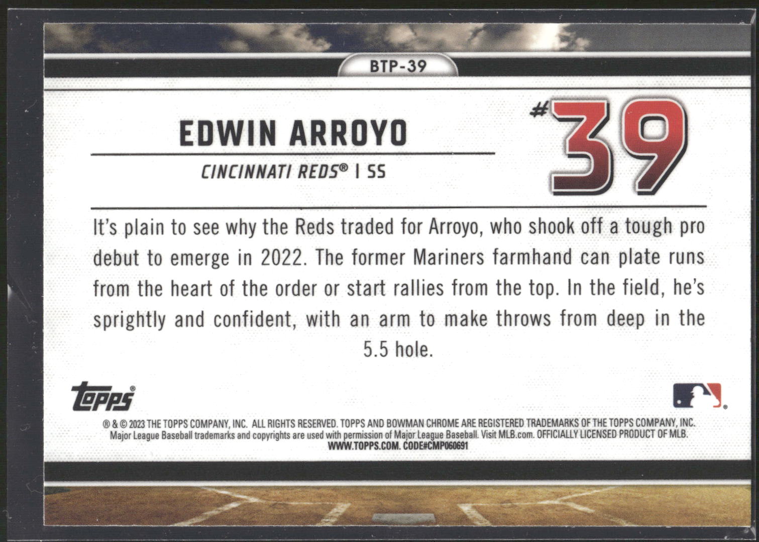 2023 Bowman #BTP-39 Edwin Arroyo Bowman Scouts Top 100