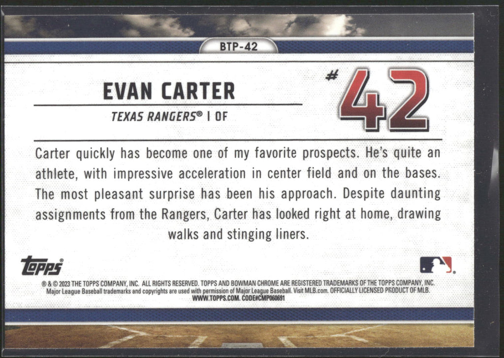 2023 Bowman #BTP-42 Evan Carter Bowman Scouts Top 100