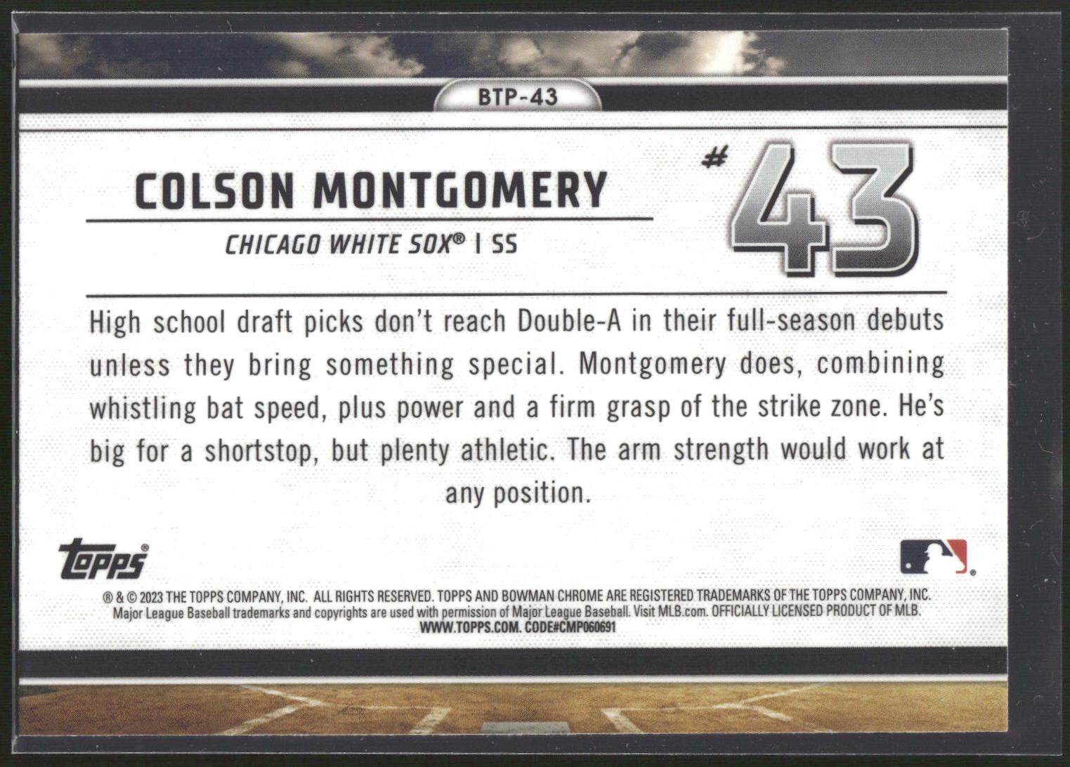 2023 Bowman #BTP-43 Colson Montgomery Bowman Scouts Top 100