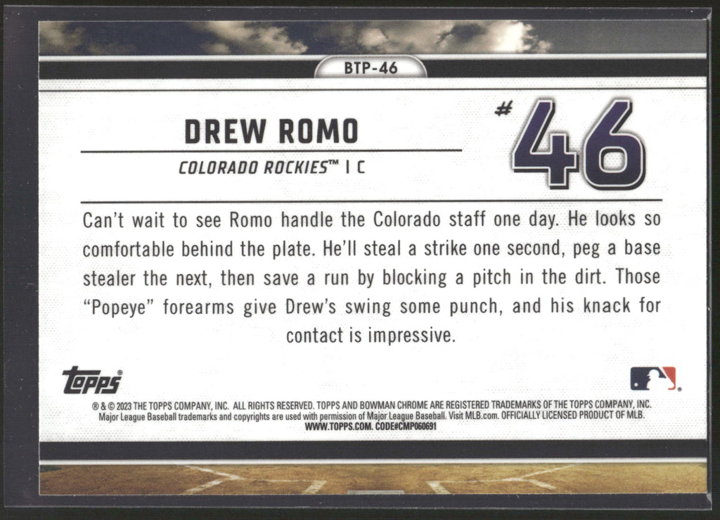 2023 Bowman #BTP-46 Drew Romo Bowman Scouts Top 100