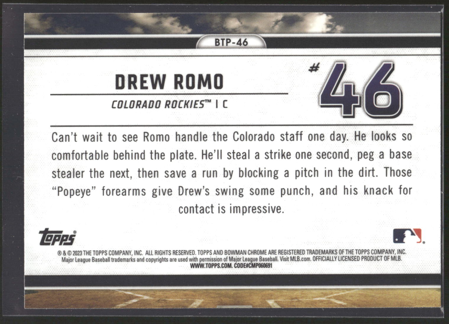 2023 Bowman #BTP-46 Drew Romo Bowman Scouts Top 100