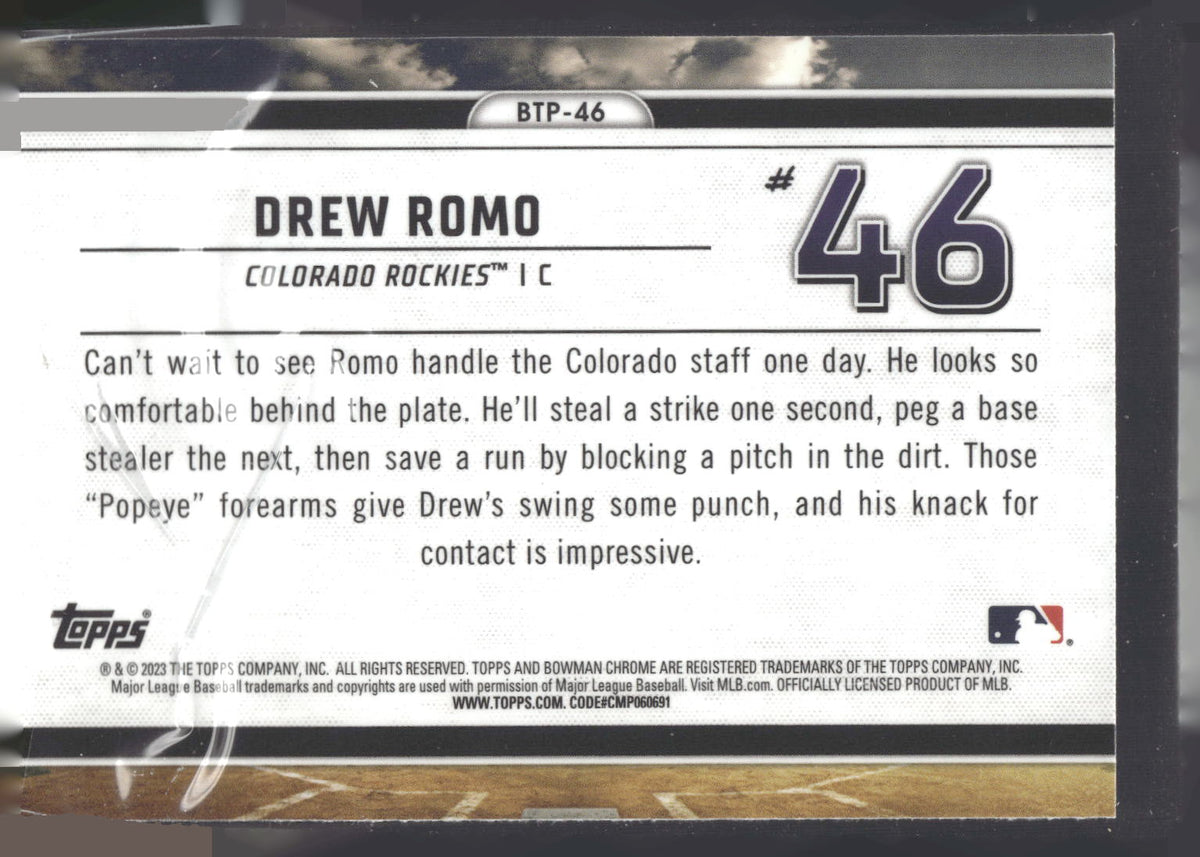 2023 Bowman #BTP-46 Drew Romo Bowman Scouts Top 100