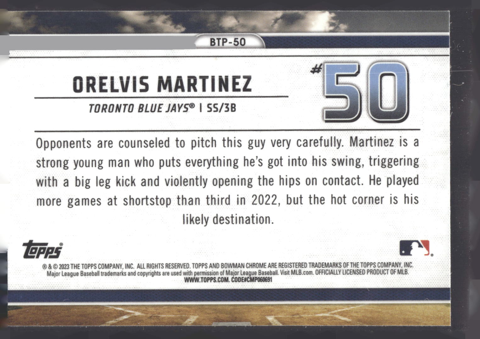 2023 Bowman #BTP-50 Orelvis Martinez Bowman Scouts Top 100