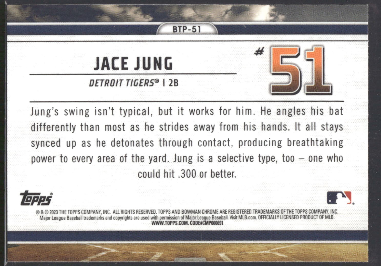 2023 Bowman #BTP-51 Jace Jung Bowman Scouts Top 100