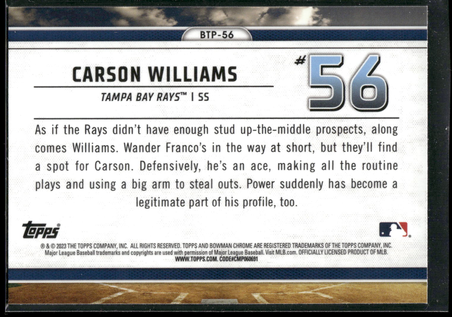 2023 Bowman #BTP-56 Carson Williams Bowman Scouts Top 100