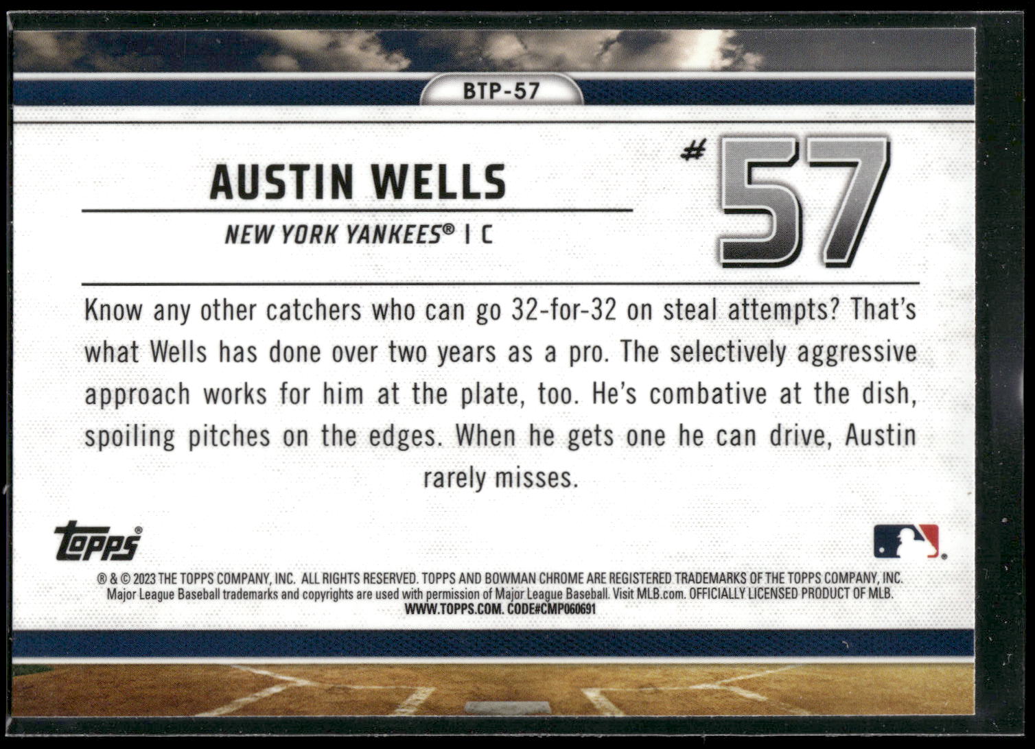 2023 Bowman #BTP-57 Austin Wells Bowman Scouts Top 100