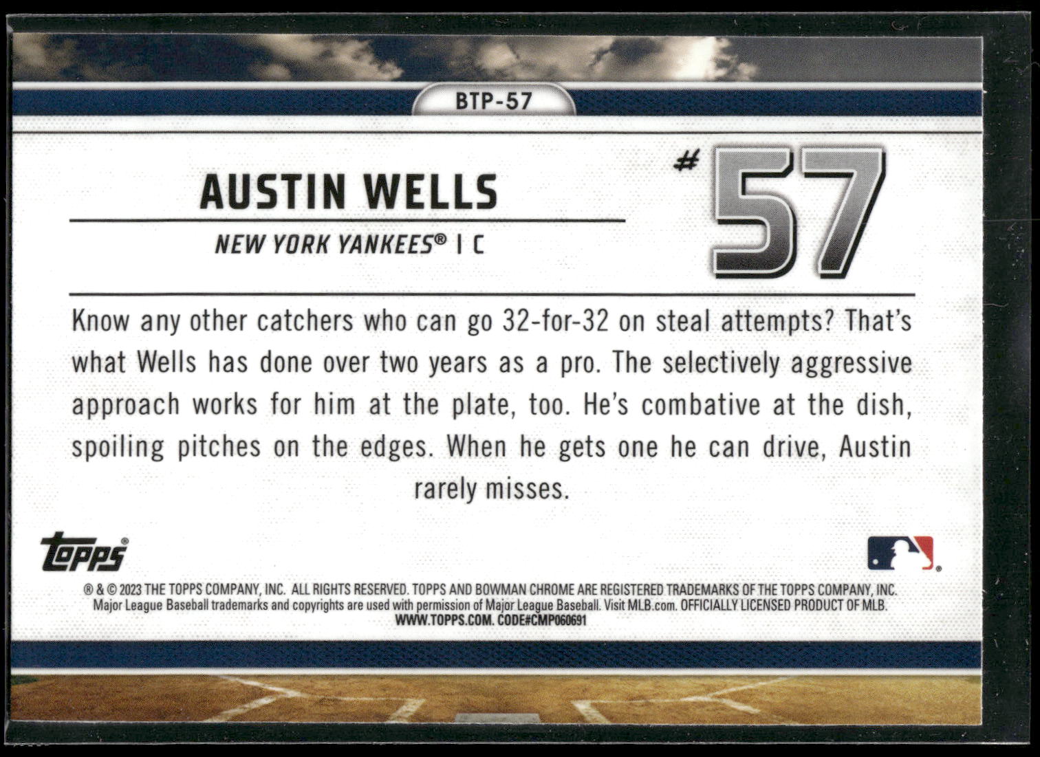 2023 Bowman #BTP-57 Austin Wells Bowman Scouts Top 100