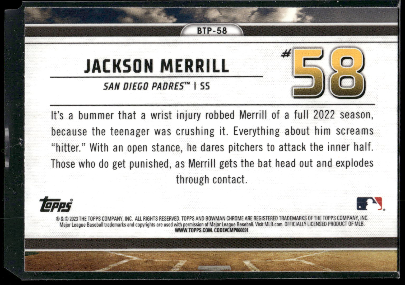 2023 Bowman #BTP-58 Jackson Merrill Bowman Scouts Top 100