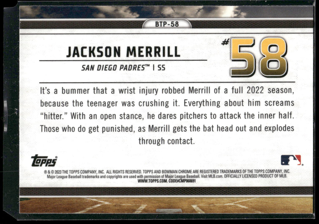 2023 Bowman #BTP-58 Jackson Merrill Bowman Scouts Top 100