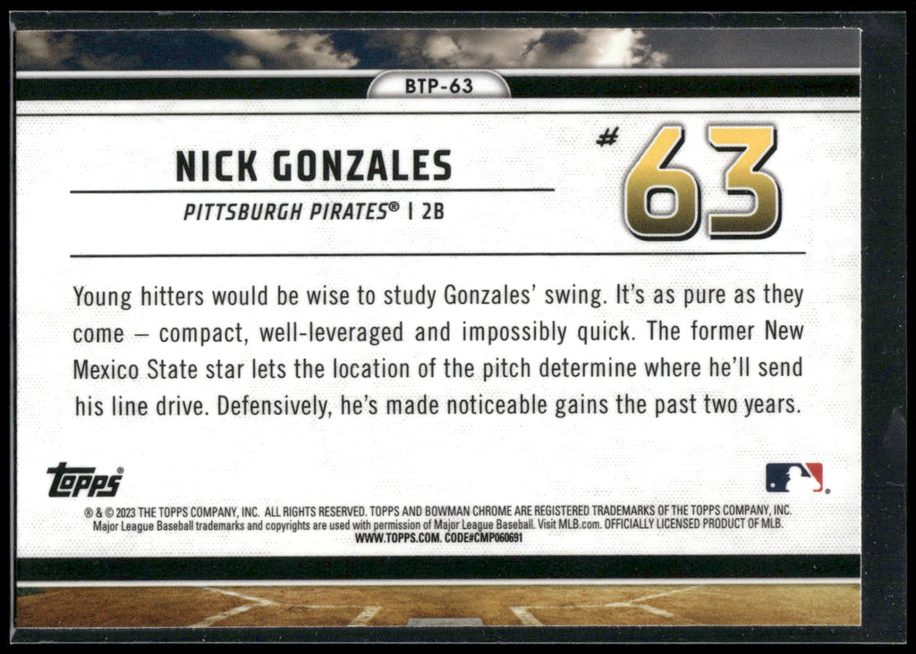 2023 Bowman #BTP-63 Nick Gonzales Bowman Scouts Top 100