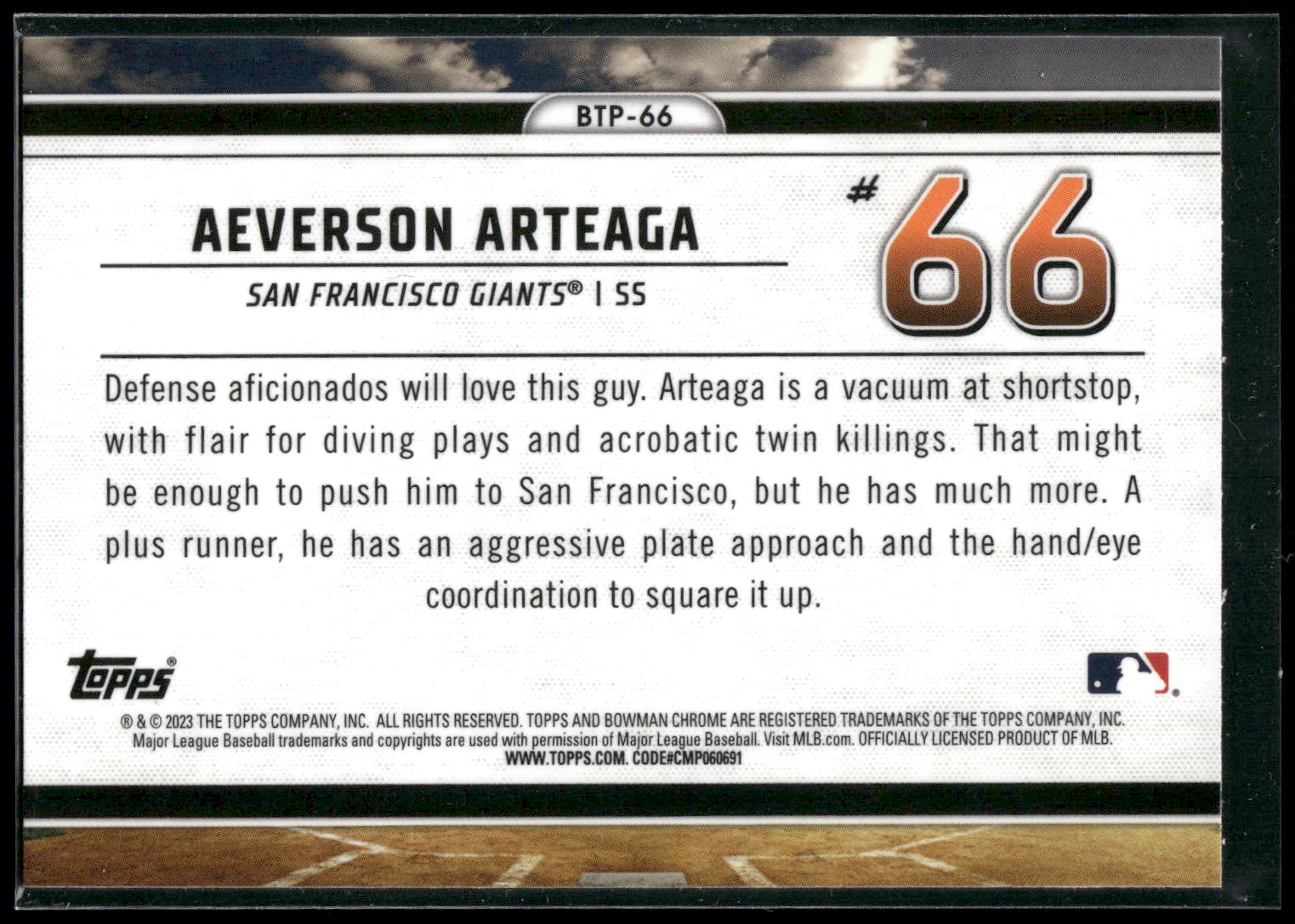 2023 Bowman #BTP-66 Aeverson Arteaga Bowman Scouts Top 100