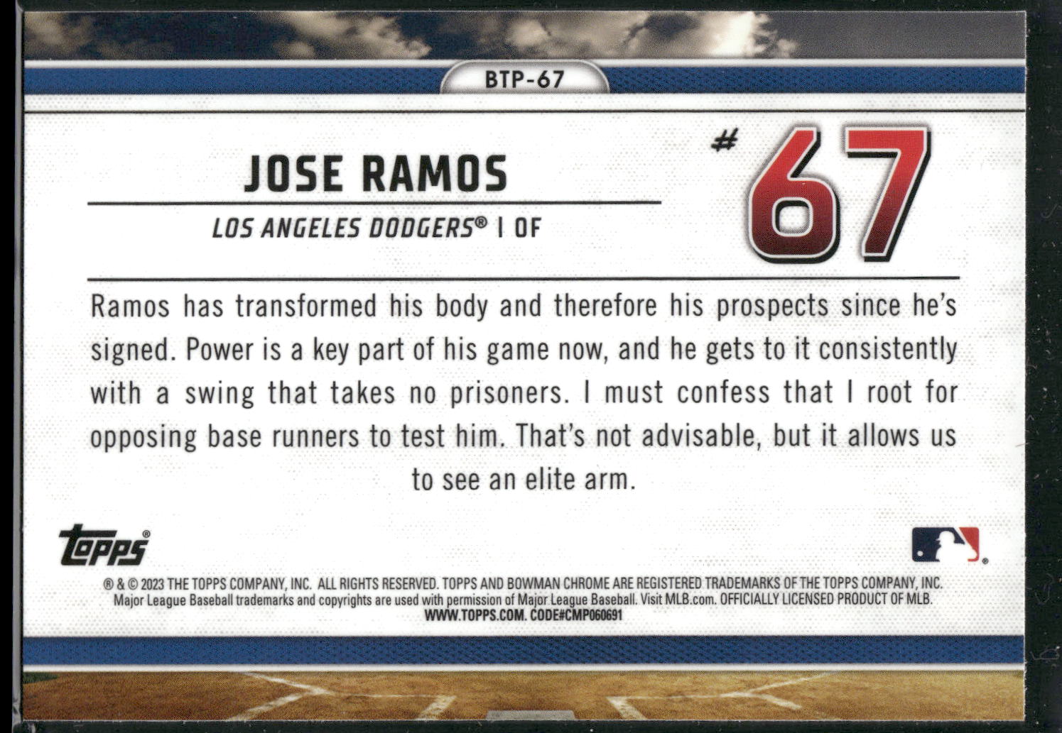 2023 Bowman #BTP-67 Jose Ramos Bowman Scouts Top 100