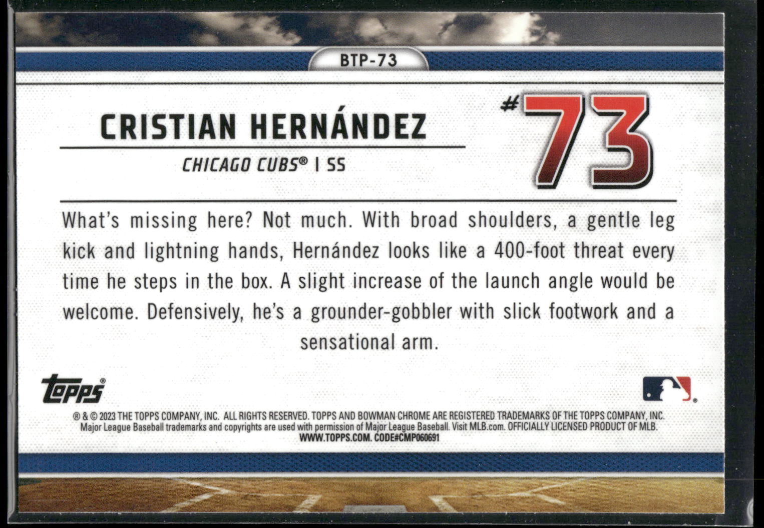 2023 Bowman #BTP-73 Cristian Hernandez Bowman Scouts Top 100