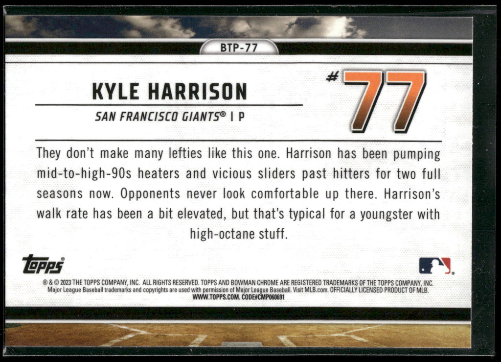 2023 Bowman #BTP-77 Kyle Harrison Bowman Scouts Top 100