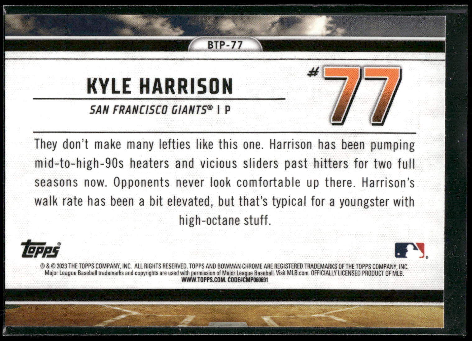 2023 Bowman #BTP-77 Kyle Harrison Bowman Scouts Top 100