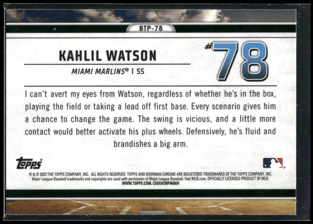 2023 Bowman #BTP-78 Kahlil Watson Bowman Scouts Top 100