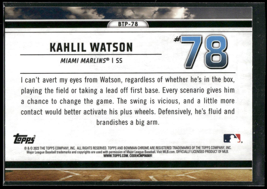 2023 Bowman #BTP-78 Kahlil Watson Bowman Scouts Top 100