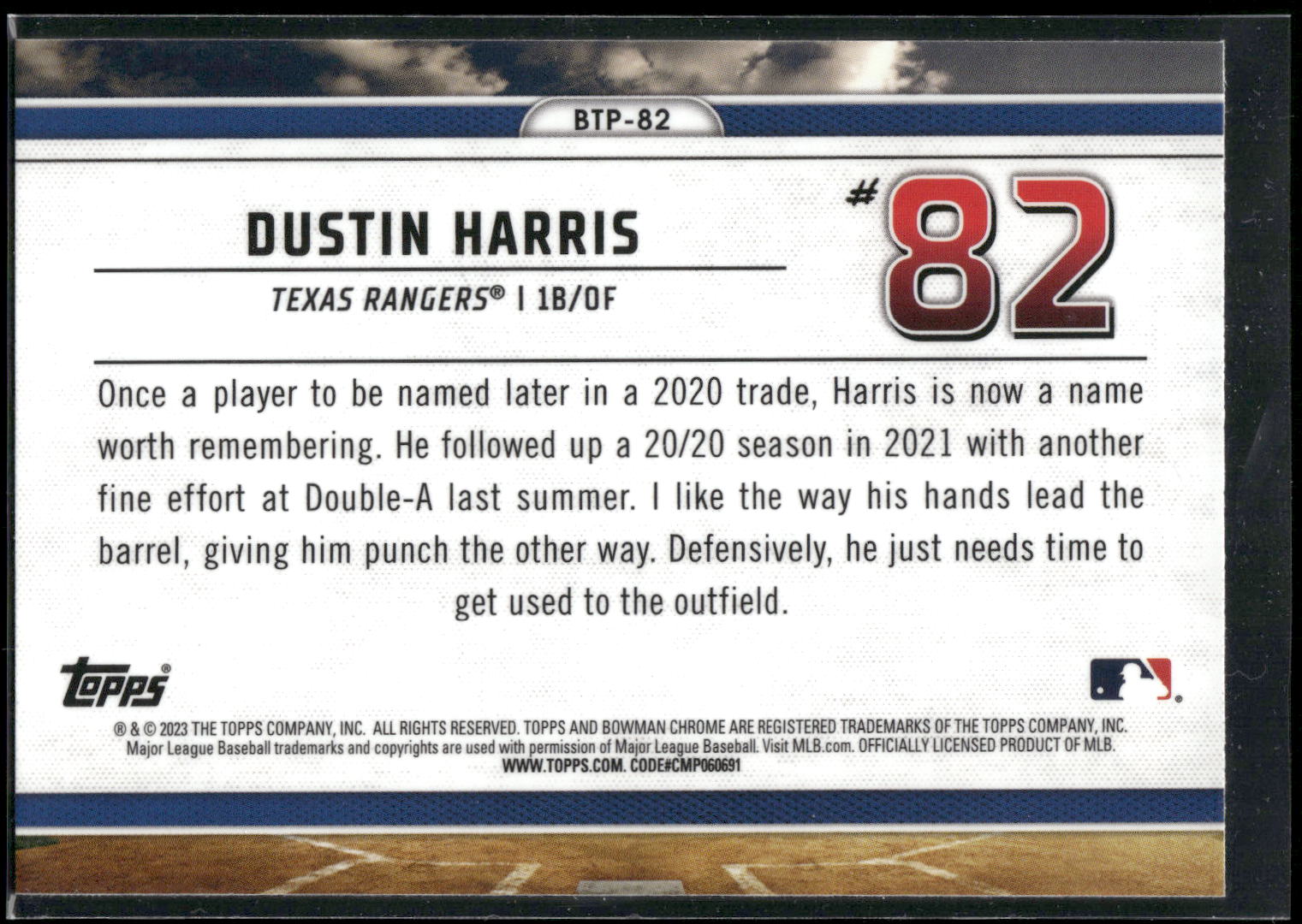 2023 Bowman #BTP-82 Dustin Harris Bowman Scouts Top 100
