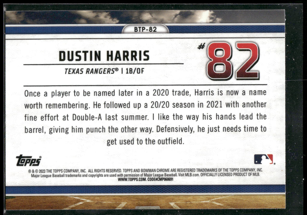 2023 Bowman #BTP-82 Dustin Harris Bowman Scouts Top 100
