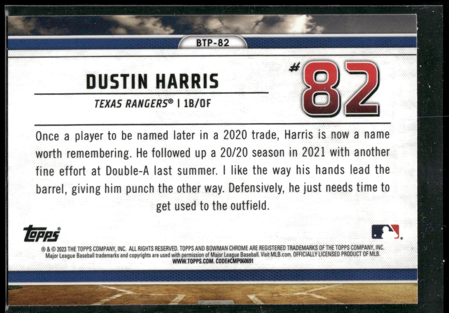 2023 Bowman #BTP-82 Dustin Harris Bowman Scouts Top 100