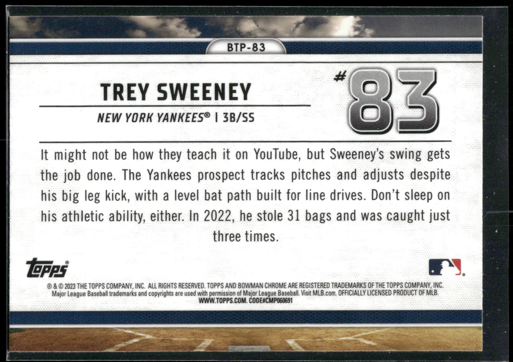 2023 Bowman #BTP-83 Trey Sweeney Bowman Scouts Top 100