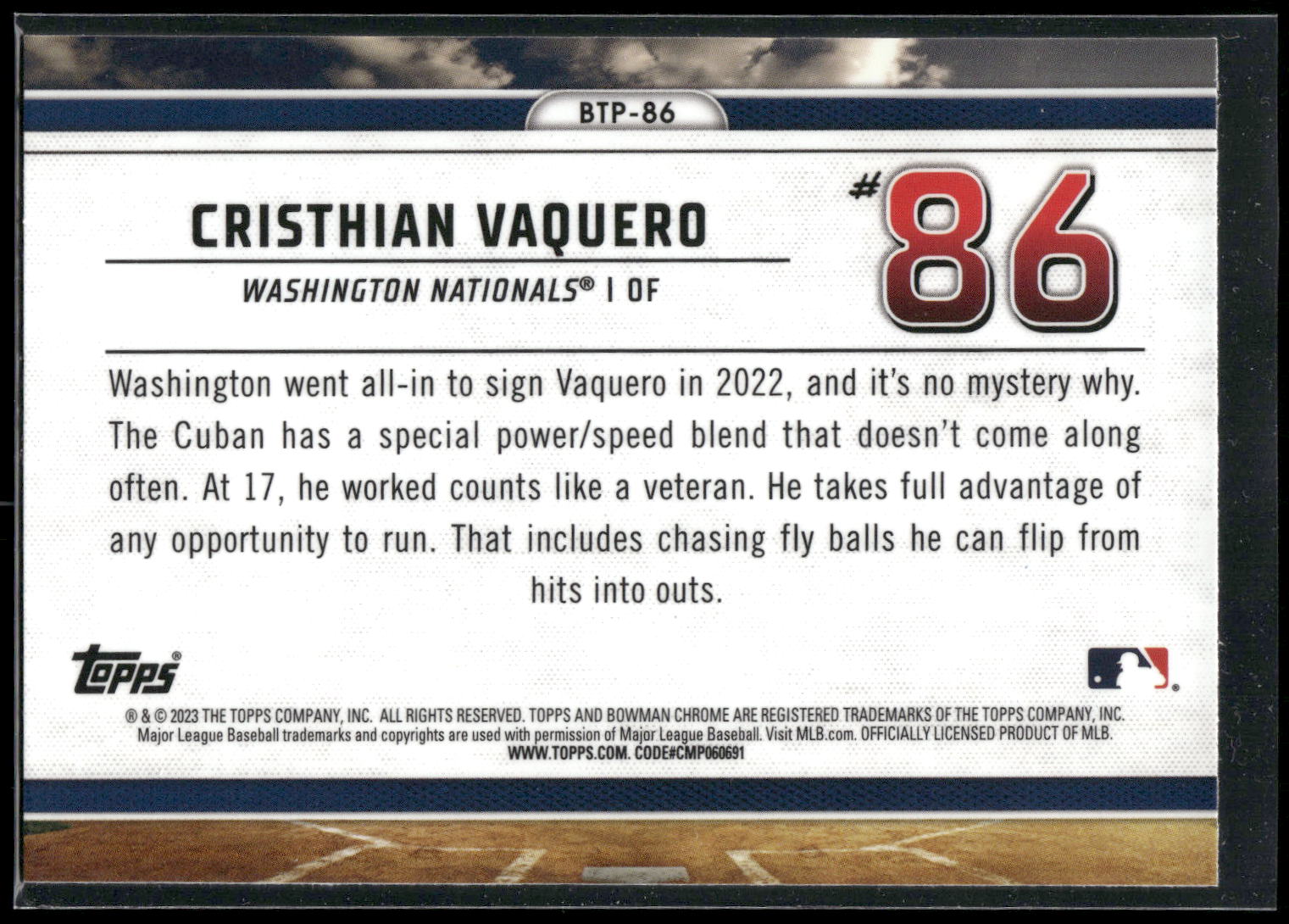 2023 Bowman #BTP-86 Cristhian Vaquero Bowman Scouts Top 100