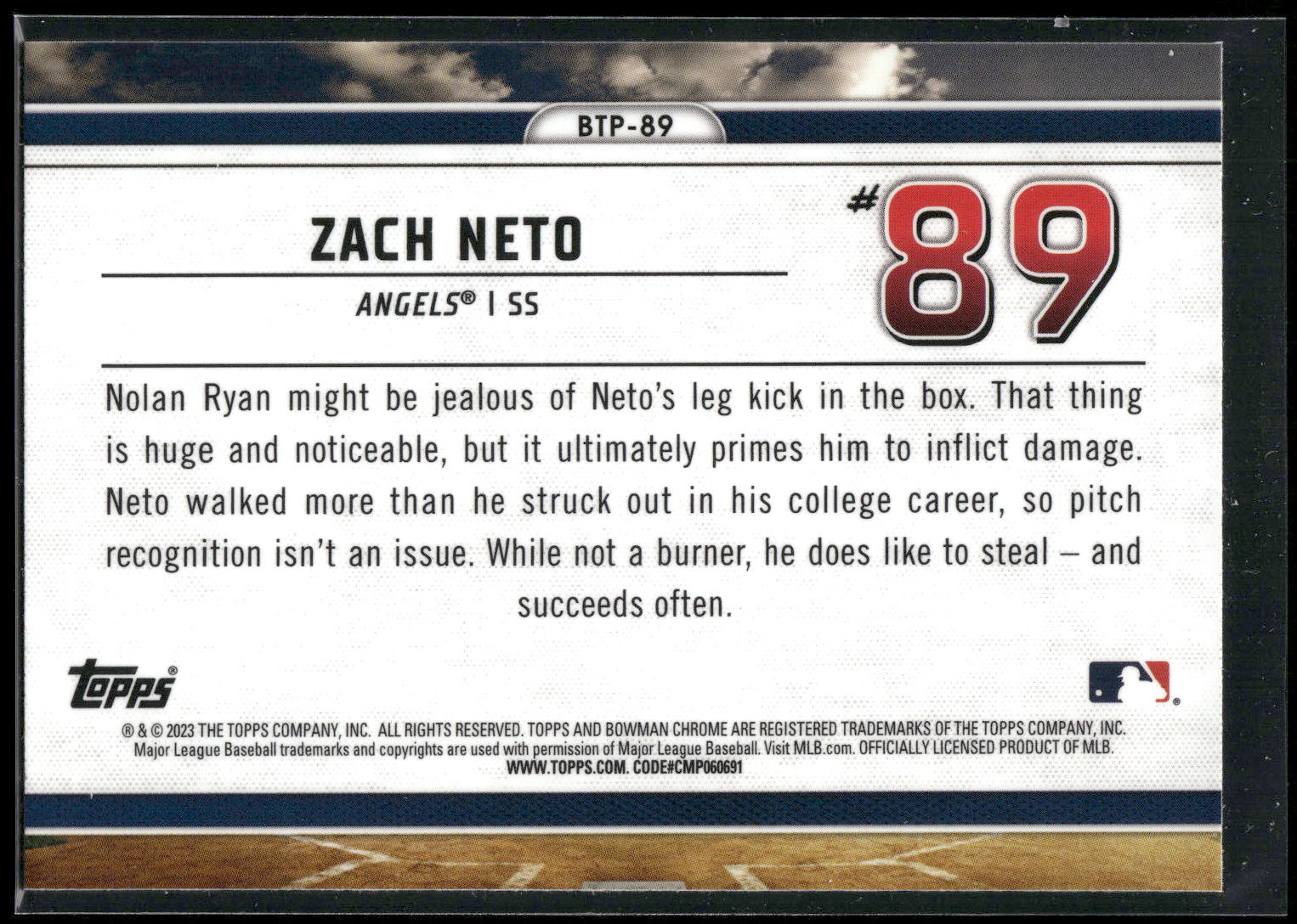 2023 Bowman #BTP-89 Zach Neto Bowman Scouts Top 100