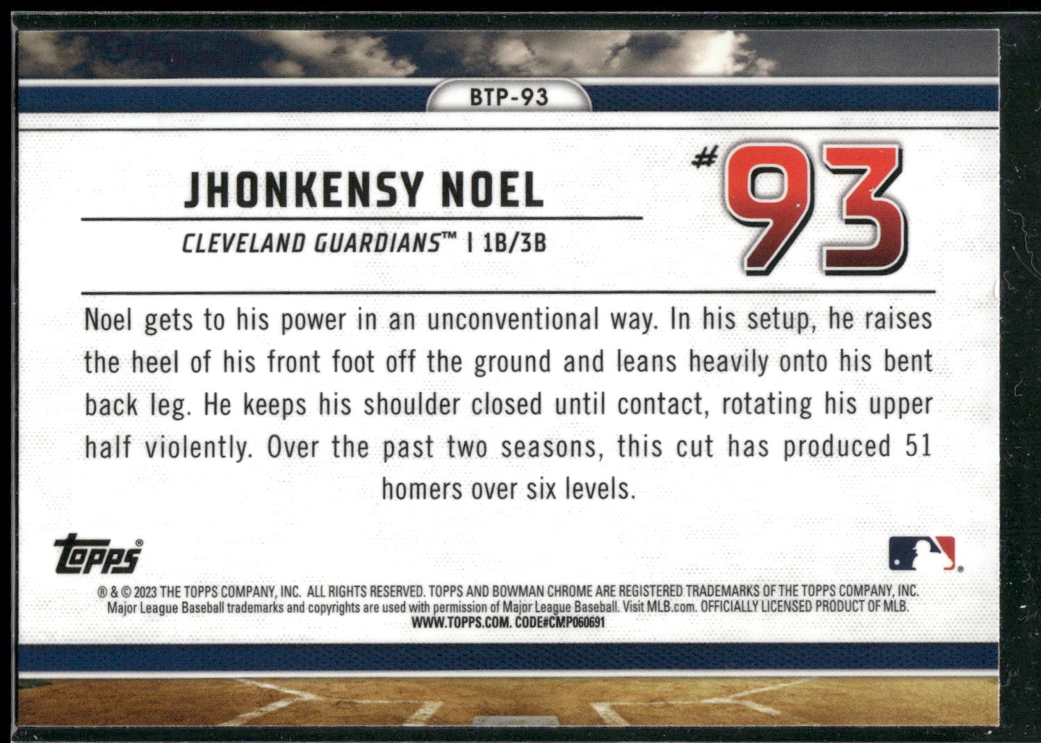 2023 Bowman #BTP-93 Jhonkensy Noel Bowman Scouts Top 100
