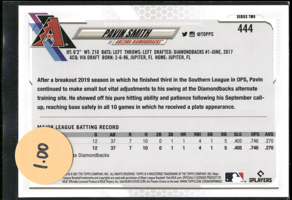 2021 Topps #444 Pavin Smith