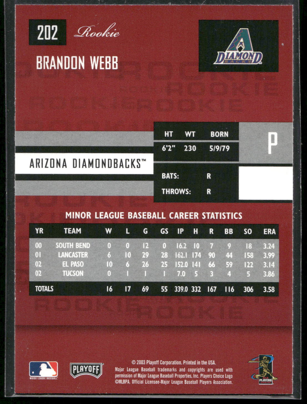 2003 Playoff Prestige #202 Brandon Webb