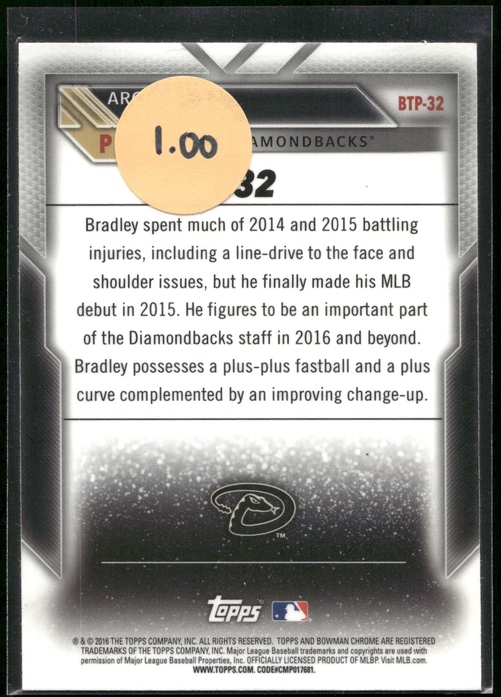 2016 Bowman #BTP-32 Archie Bradley Bowman Scouts' Top 100