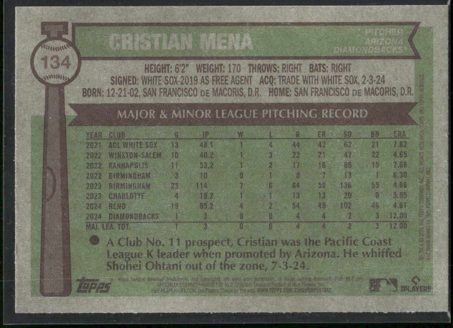 2025 Topps Heritage #134 Cristian Mena