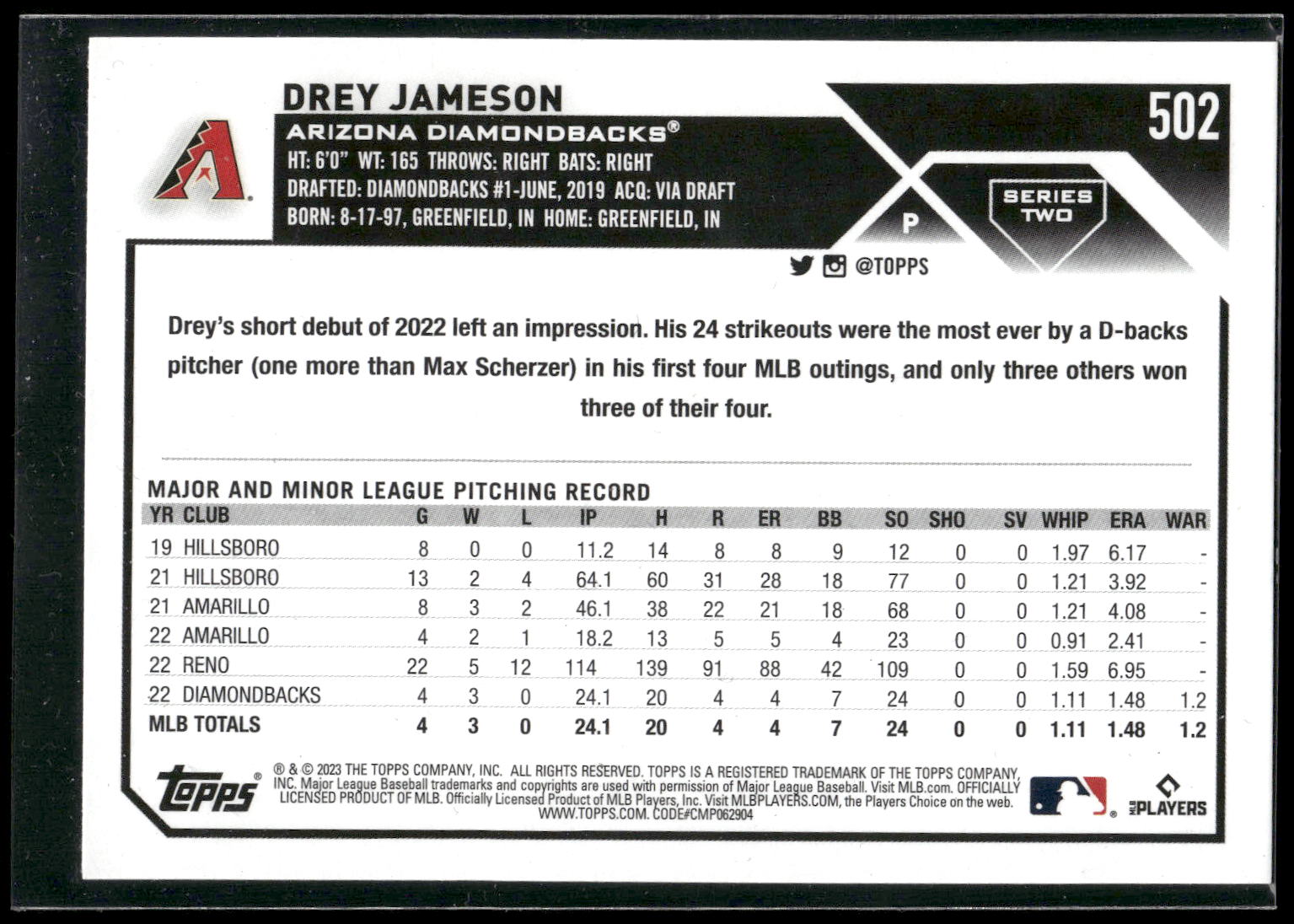 2023 Topps #502 Drey Jameson