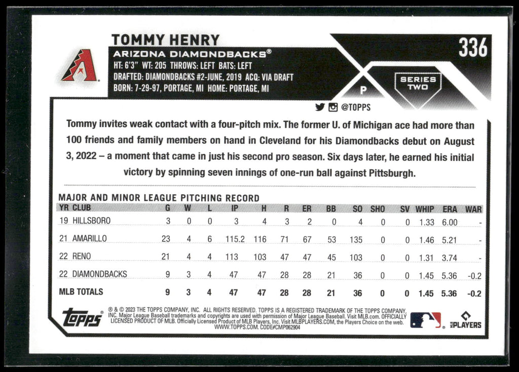 2023 Topps #336 Tommy Henry