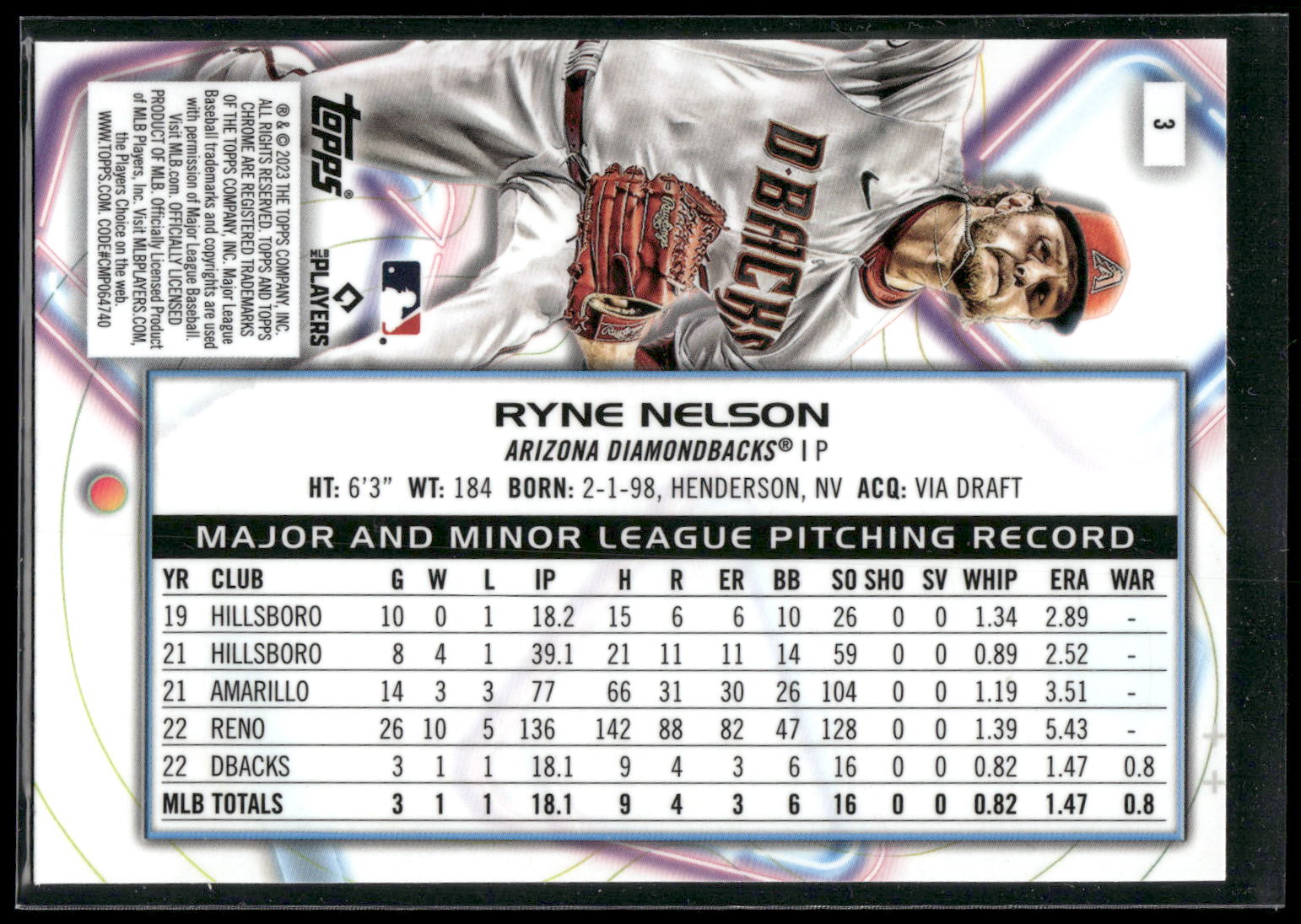 2023 Topps Chrome Cosmic #3 Ryne Nelson